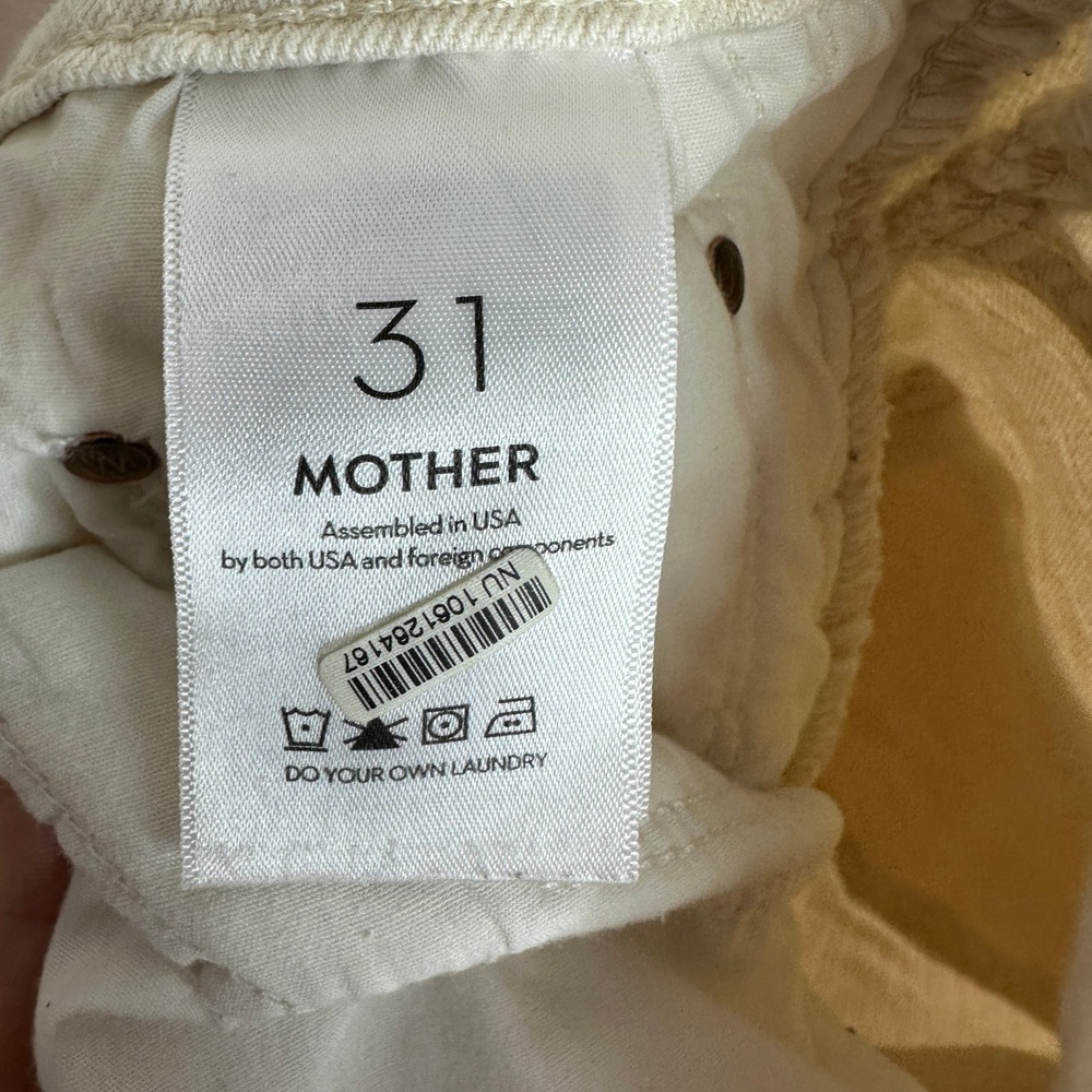 MOTHER The Half Pipe High-Rise Ankle Jeans Ivory Wide Leg Barrel Size 31 - Picture 6 of 12